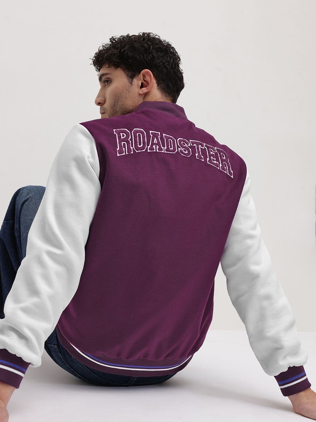 The Roadster Life Co. Brand Logo Self-Design Stand Collar Varsity Jacket - view 1