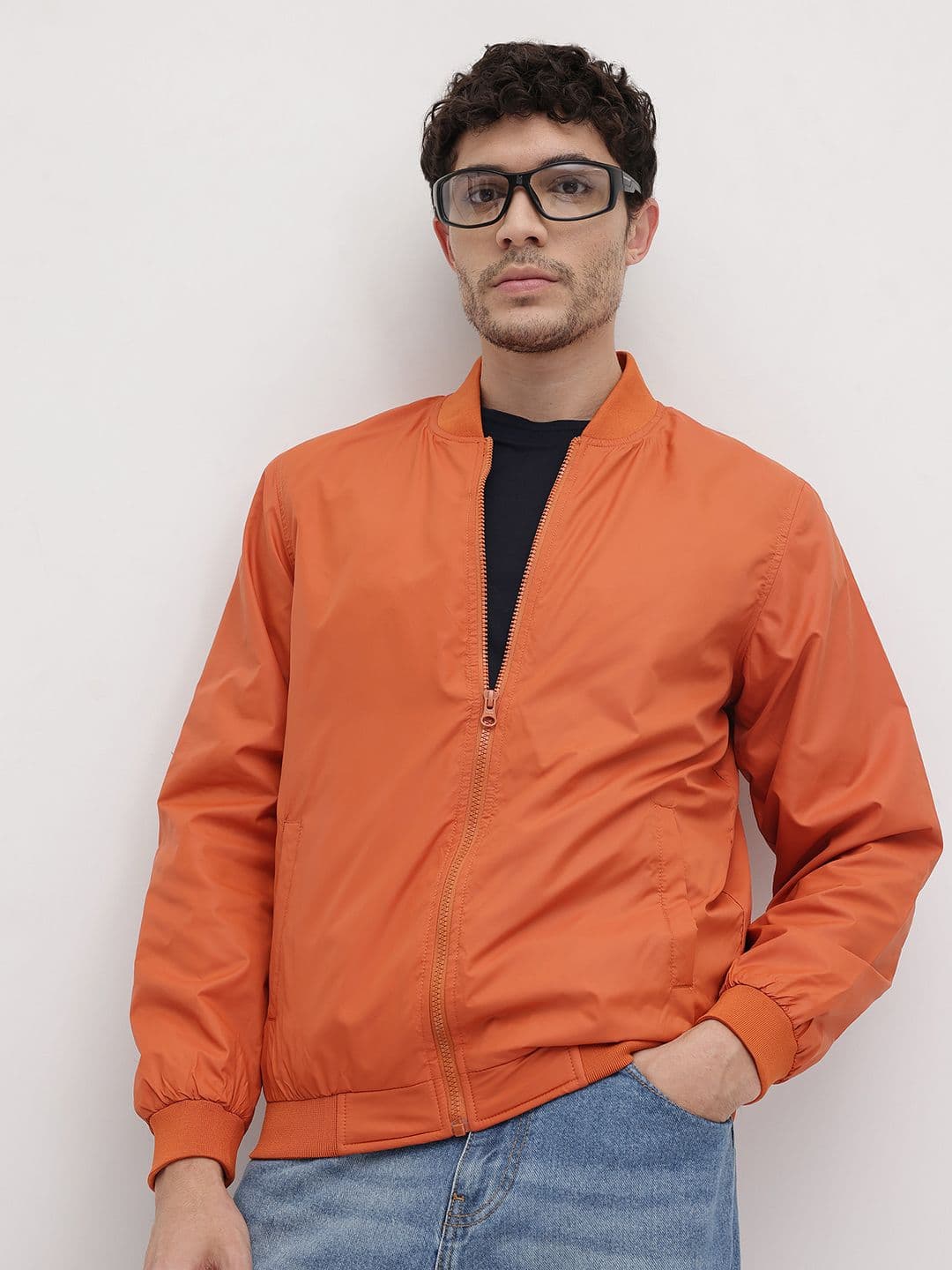 The Roadster Life Co. Solid Stand Collar Bomber Jacket