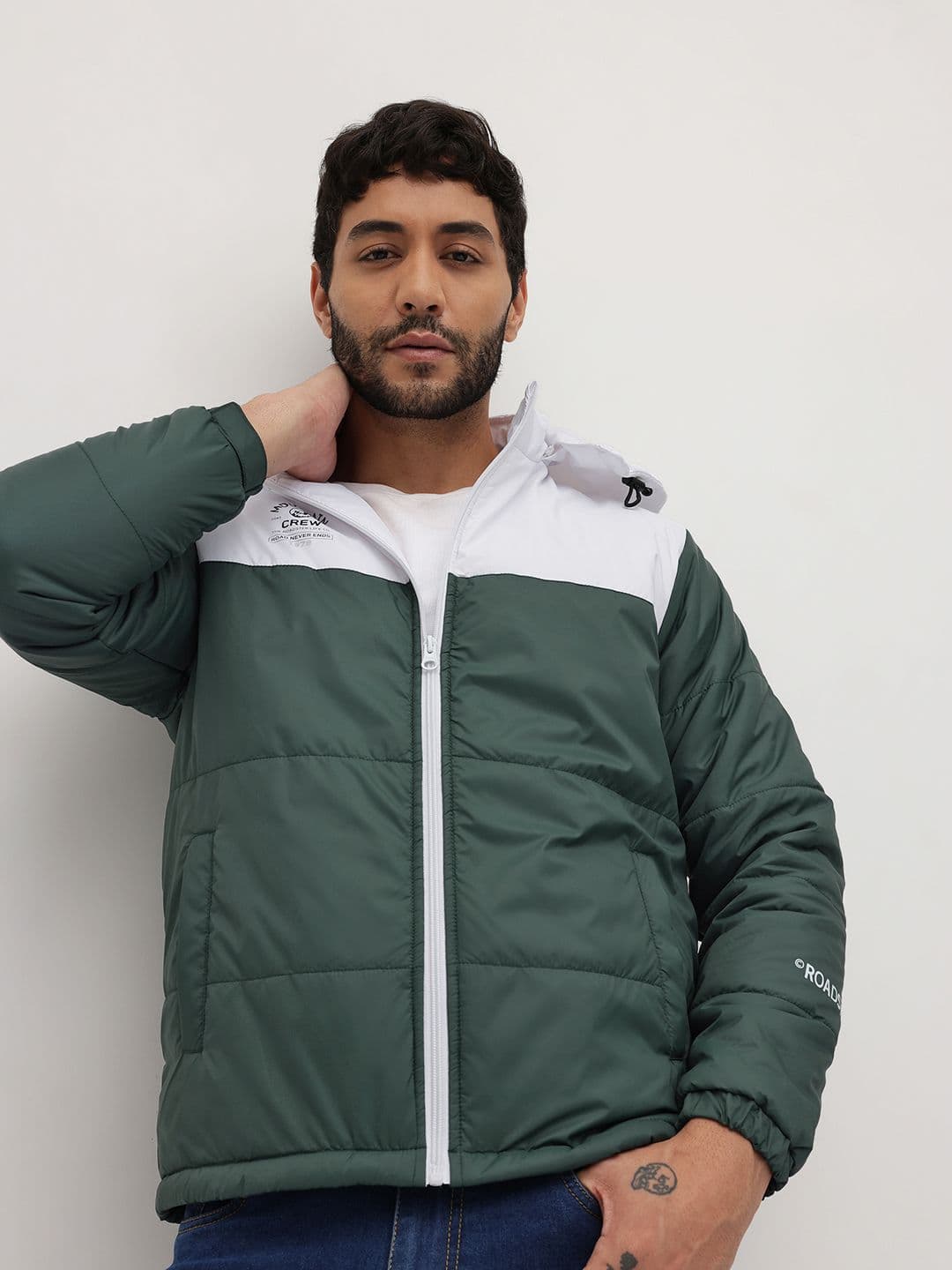 The Roadster Life Co. Colourblocked Hooded Padded Jacket - view 1