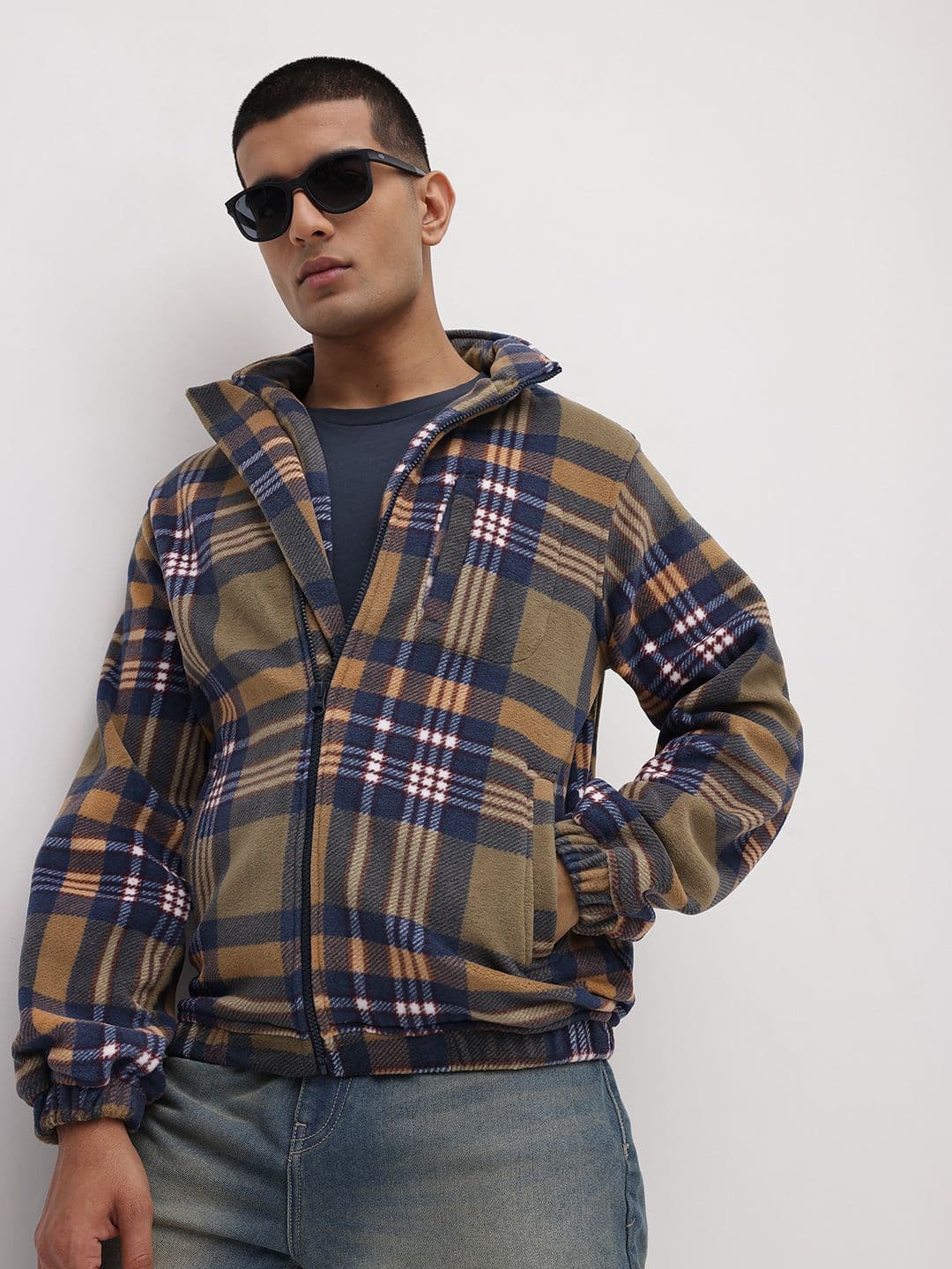 The Roadster Life Co. Checked Mock Collar Bomber Jacket - view 1