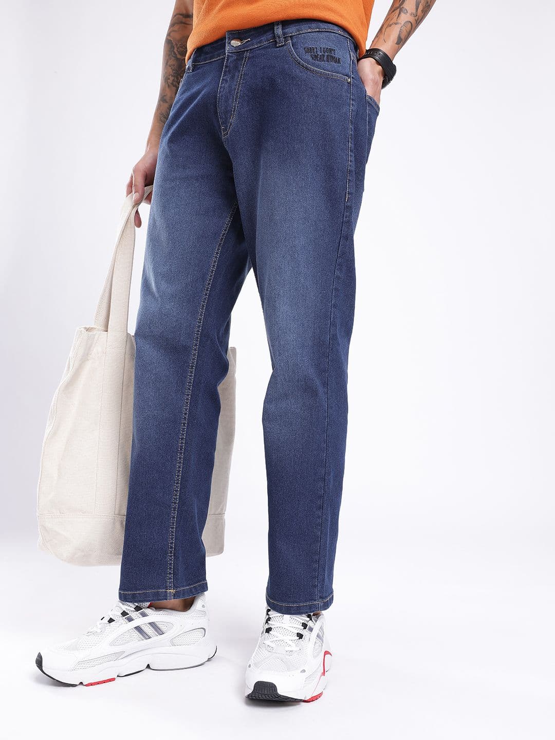 glitchez Men Straight Fit Light Fade Stretchable Jeans