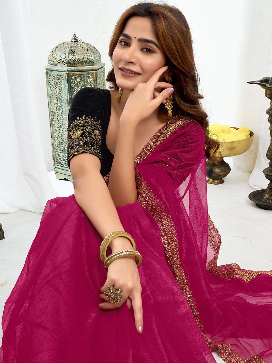 all about you Embroidered Supernet Saree - view 1