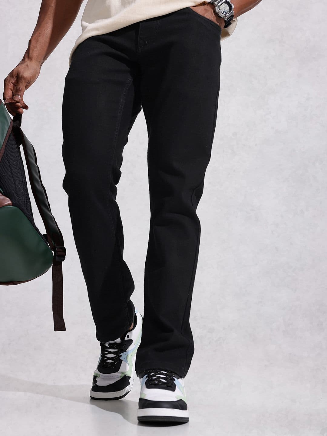 WROGN Men Straight Fit Mid-Rise Light Fade Stretchable Jeans - view 1