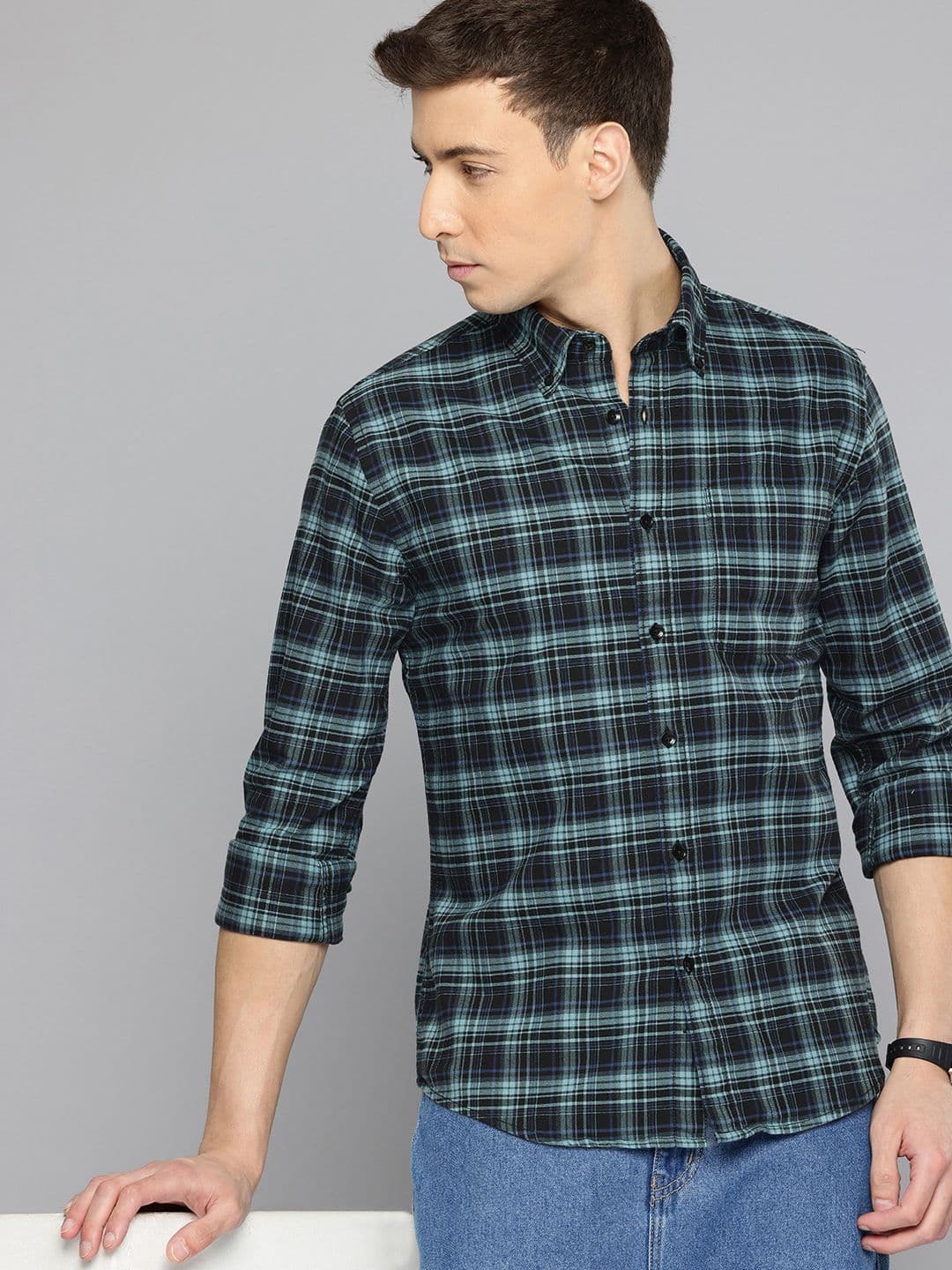 Flying Machine Pure Cotton Slim Fit Checked Casual Shirt - view 1