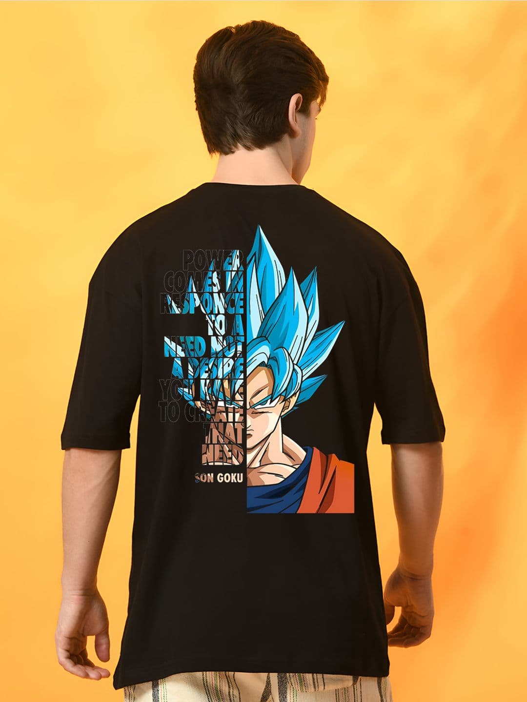 BDSQUARE Men Dragon Ball Z Graphic Printed Round Neck Cotton Oversized T-shirt - view 1