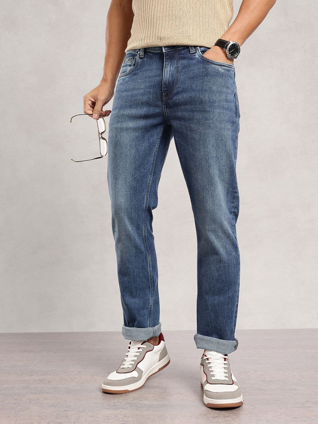 Nautica Men Straight Fit Mid-Rise Light Fade Stretchable Jeans - view 1