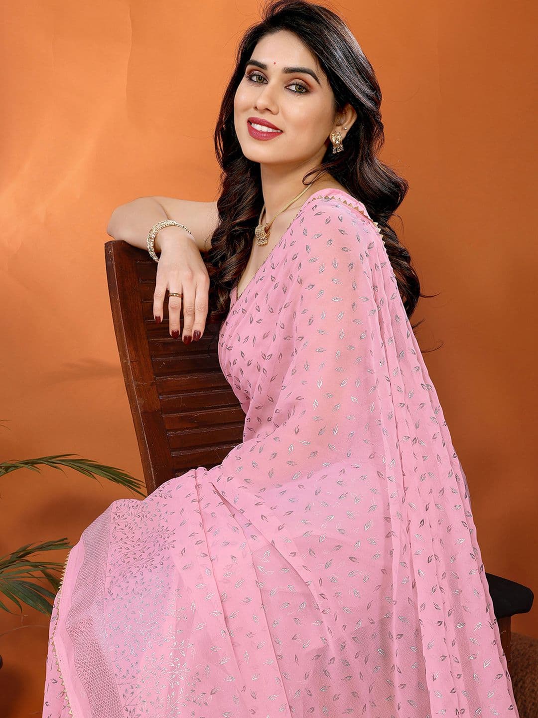 Mitera Pure Georgette Embellished Saree With Unstitched Blouse Piece - view 1