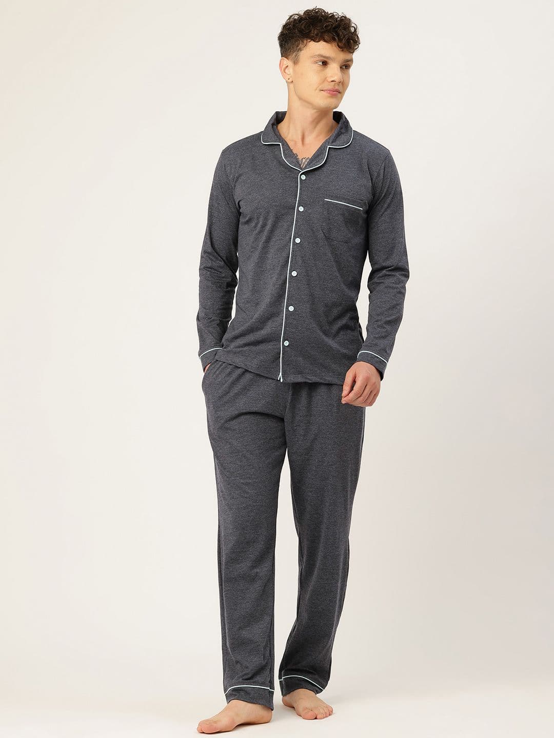 Nite Flite Men Solid Night suit - view 1
