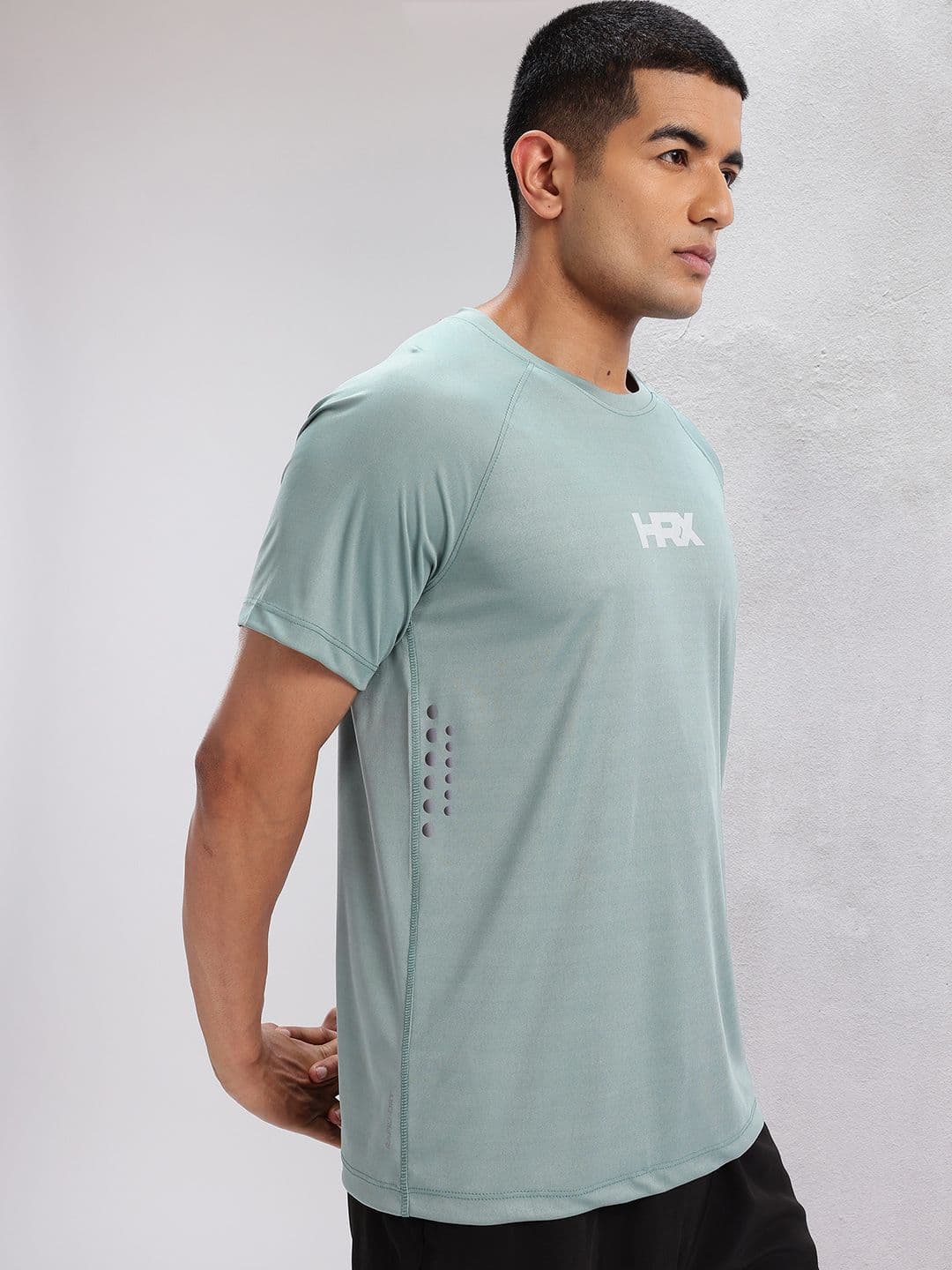 HRX by Hrithik Roshan Brand Logo Print Rapid-Dry Training T-shirt with Reflective Elements - view 1