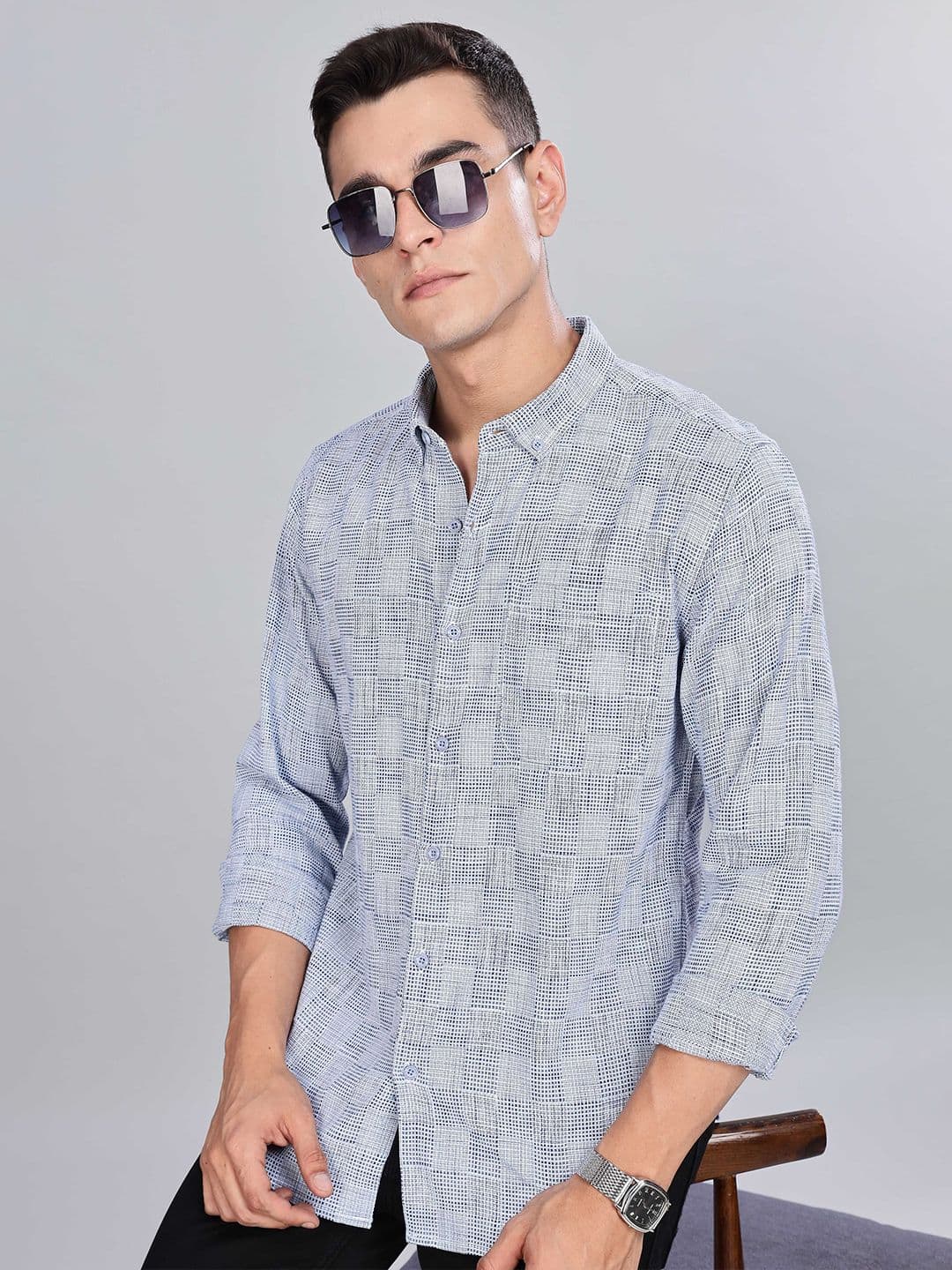 HERE&NOW Men Slim Fit Opaque Checked Casual Shirt - view 1