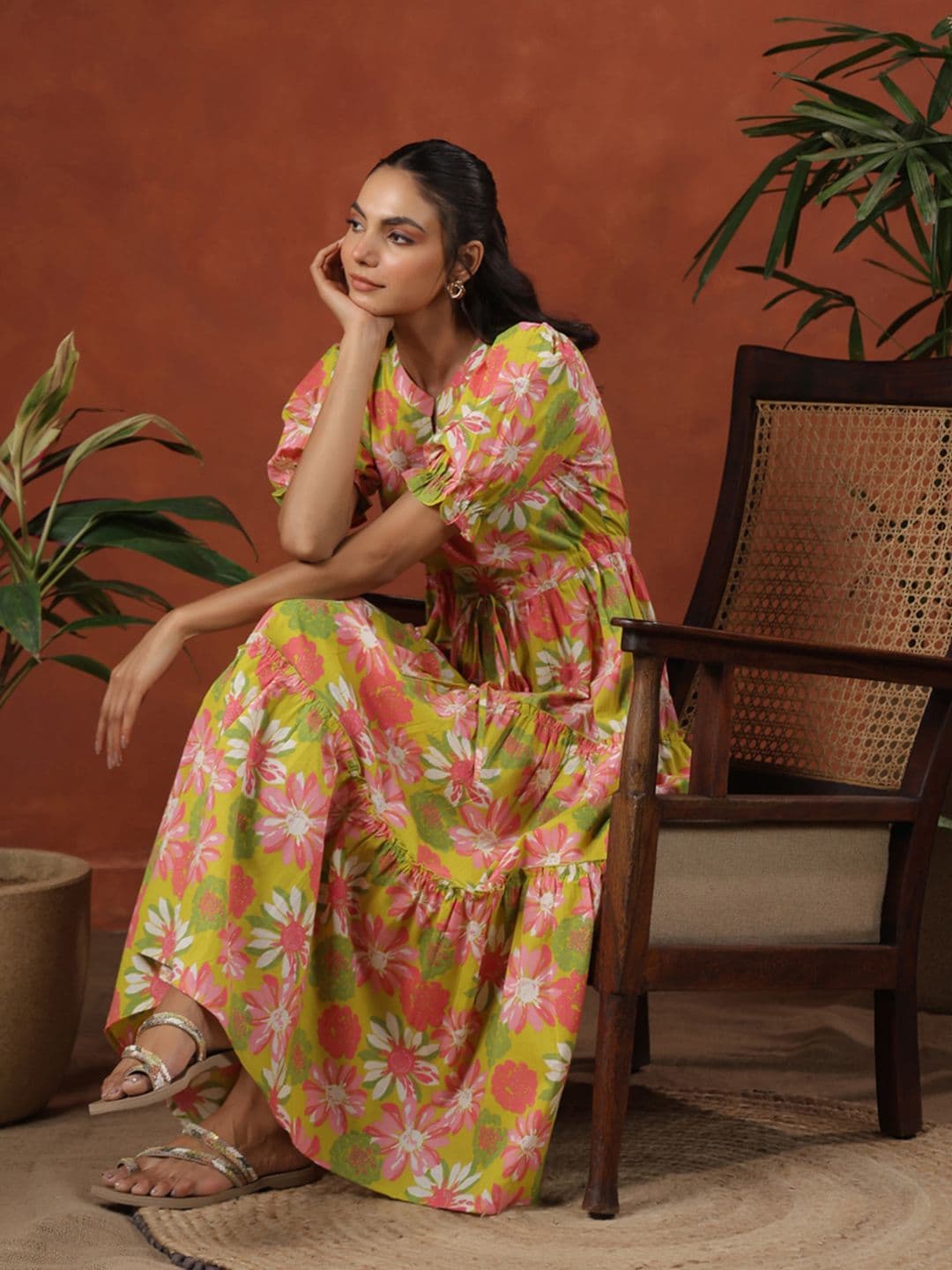 anayna Women Tiered Cotton Maxi Ethnic Dress - view 1