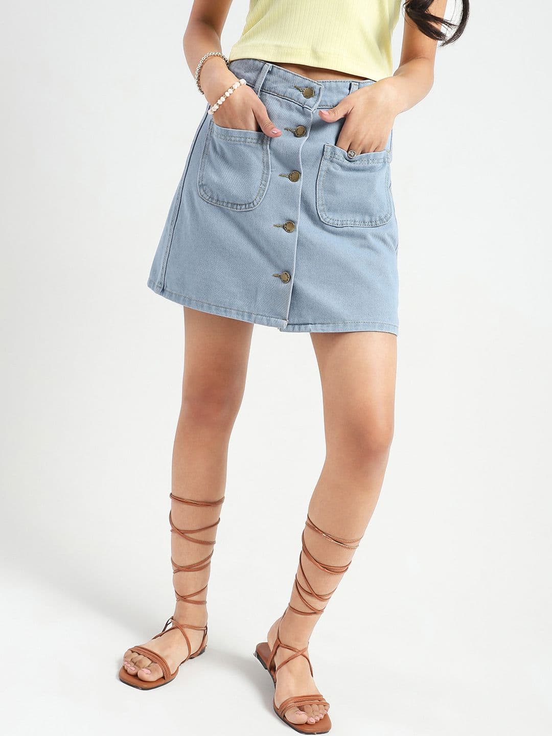 StyleCast X SERA Women Denim Button Front Mini Skirt - view 1