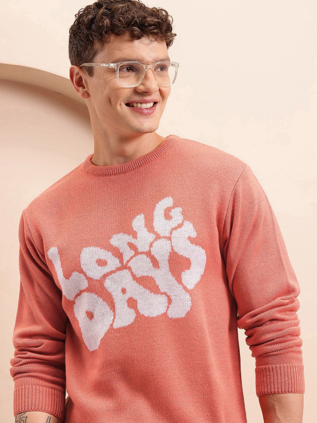 Mast & Harbour Acrylic Typography Crew Neck Pullover - view 1