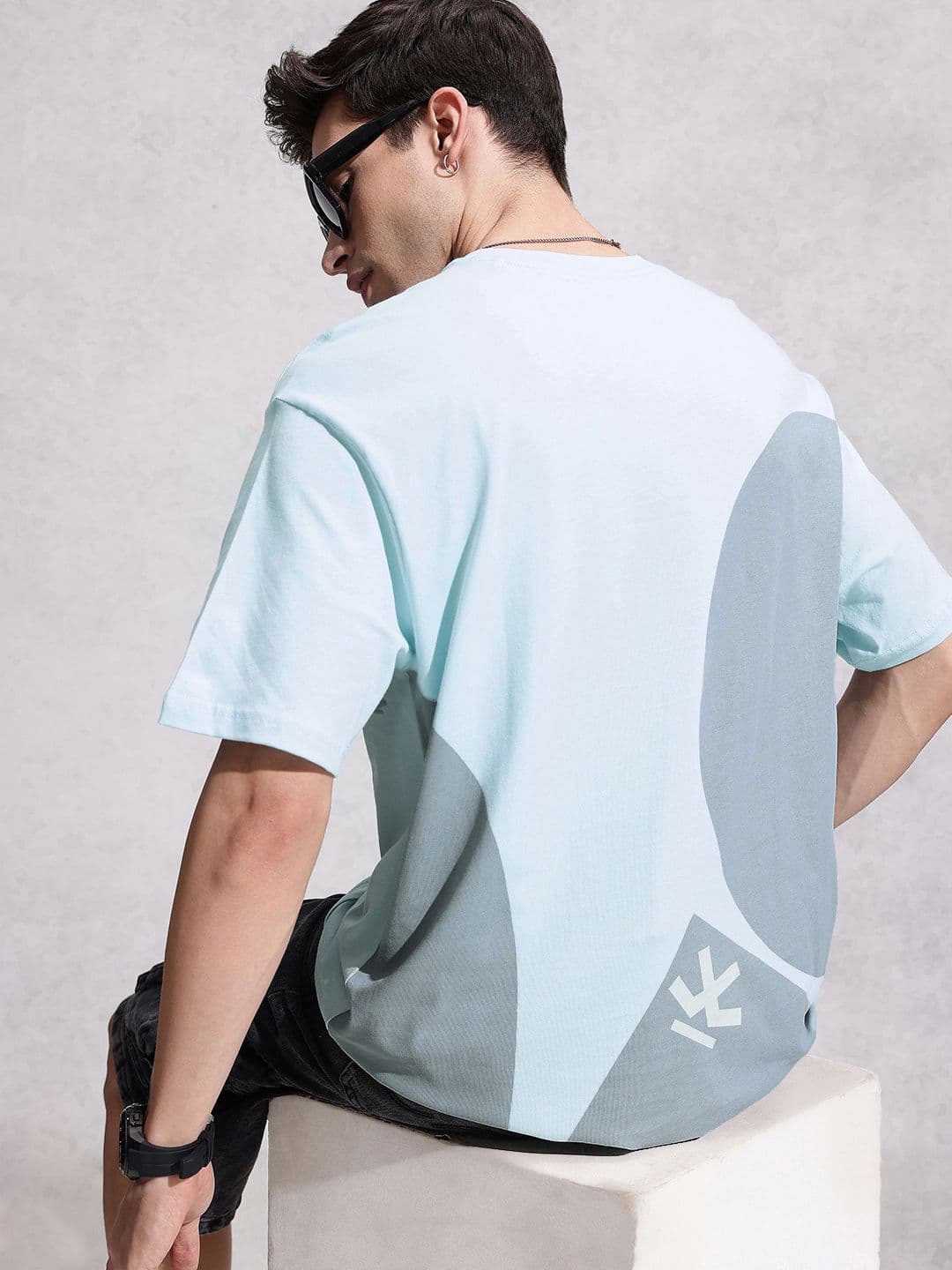 WROGN Pure Cotton Geometric Printed Oversized T-shirt - view 1