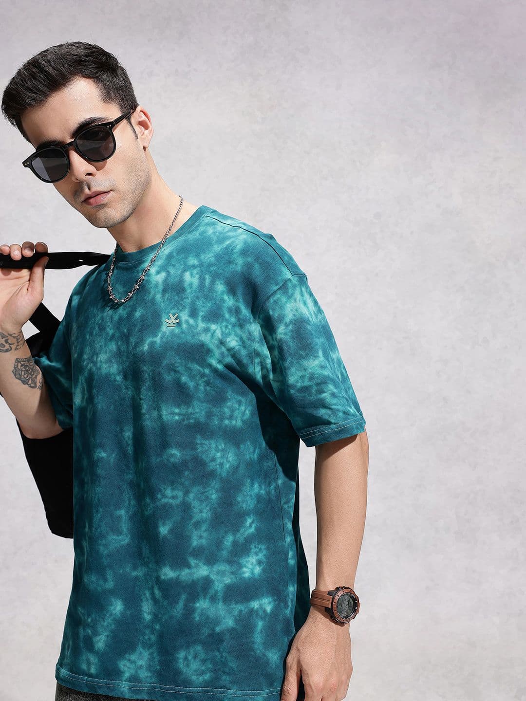 WROGN Pure Cotton Tie And Dye Oversized T-shirt - view 1