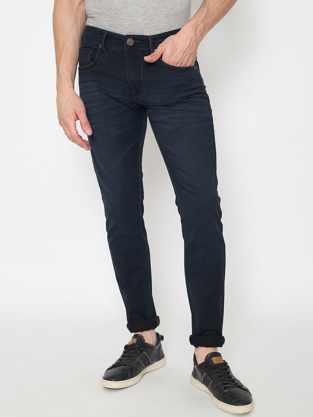Duke Men Slim Fit Mid-Rise Light Fade Stretchable Cotton Jeans - view 1