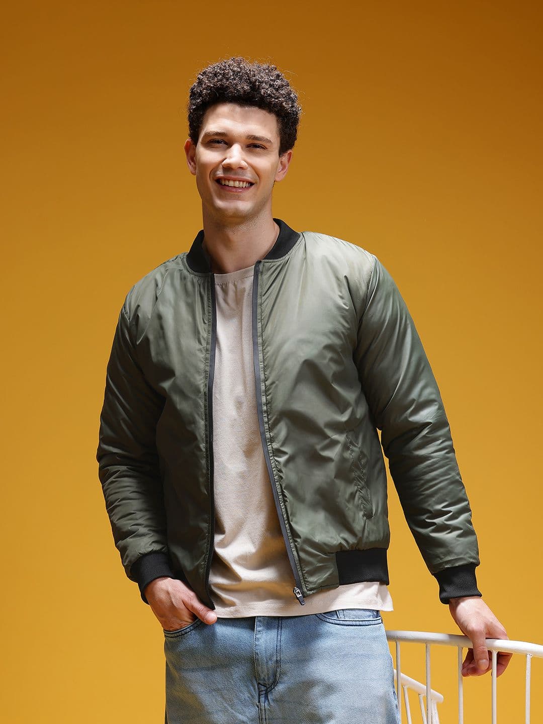 HERE&NOW Stand Collar Bomber Jacket - view 1
