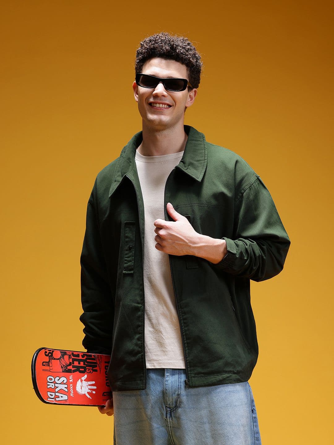 HERE&NOW Twill Weave Spread Collar Pure Cotton Drop-Sleeves Tailored Jacket - view 1