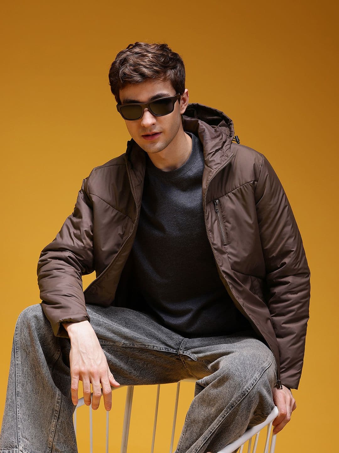 HERE&NOW Hooded Windcheater Jacket with Zip Detail - view 1