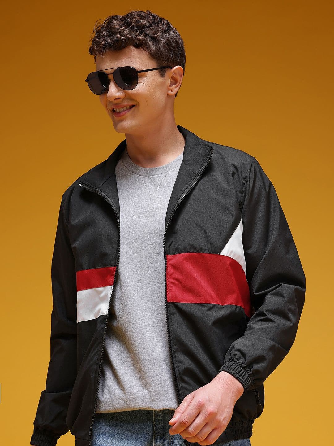HERE&NOW Colourblocked Mock Collar Tailored Jacket - view 1