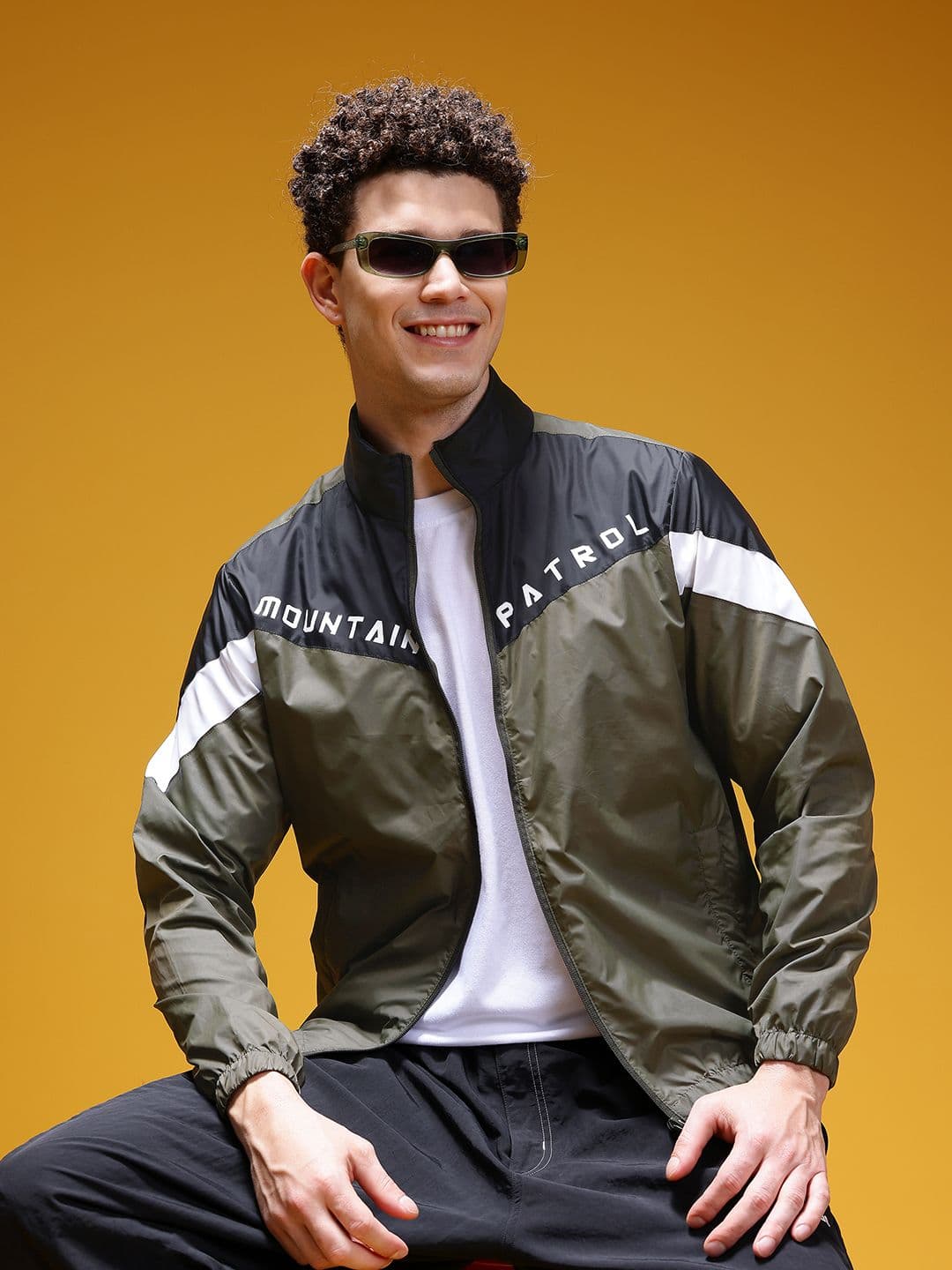 HERE&NOW Colourblocked Mock Collar Windcheater Bomber Jacket - view 1