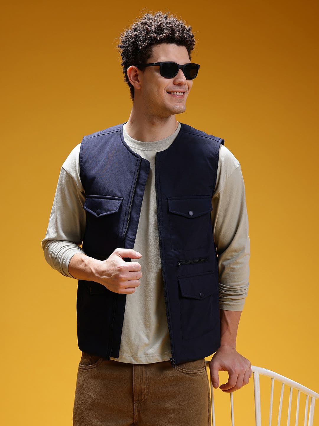 HERE&NOW Solid Collarless Utility Vest - view 1