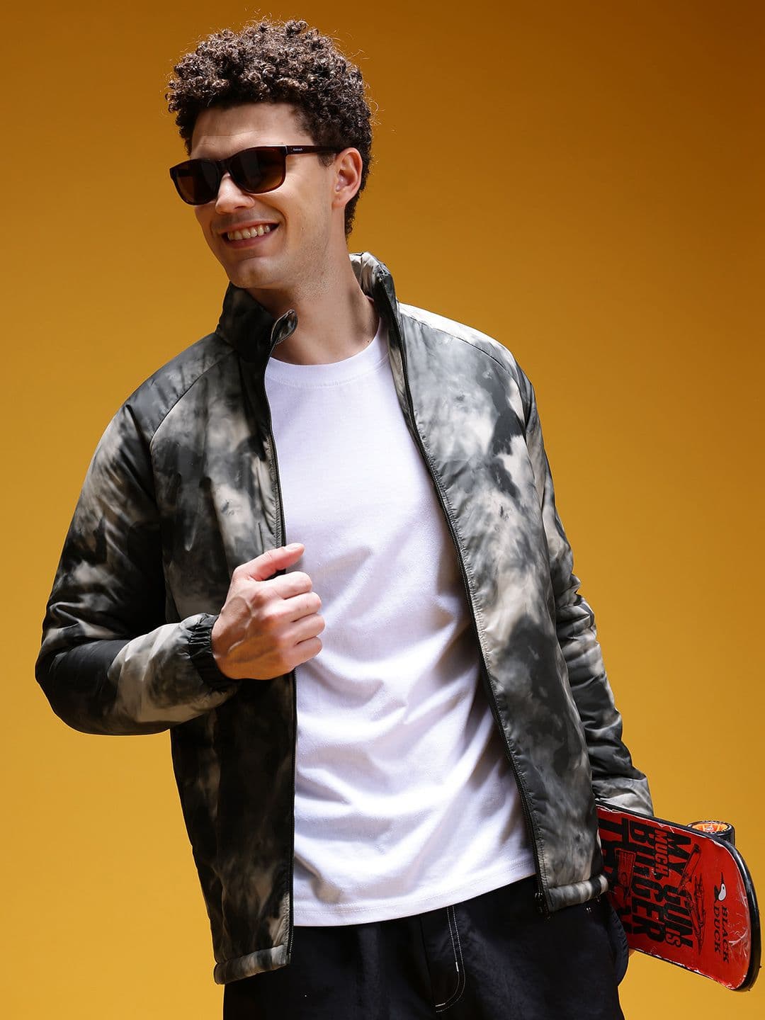 HERE&NOW Abstract Print Raglan Sleeves Paneled Padded Jacket - view 1