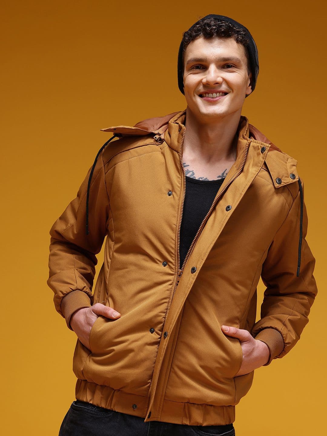 HERE&NOW Hooded Bomber-Style Padded Jacket - view 1