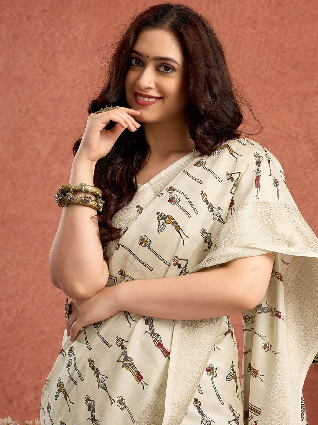 Sangria Woven Design & Printed Saree With Blouse Piece - view 1