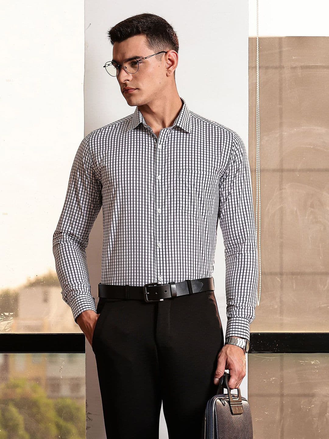 INVICTUS Men Premium Slim Fit Tartan Checked Spread Collar Cotton Casual Shirt - view 1