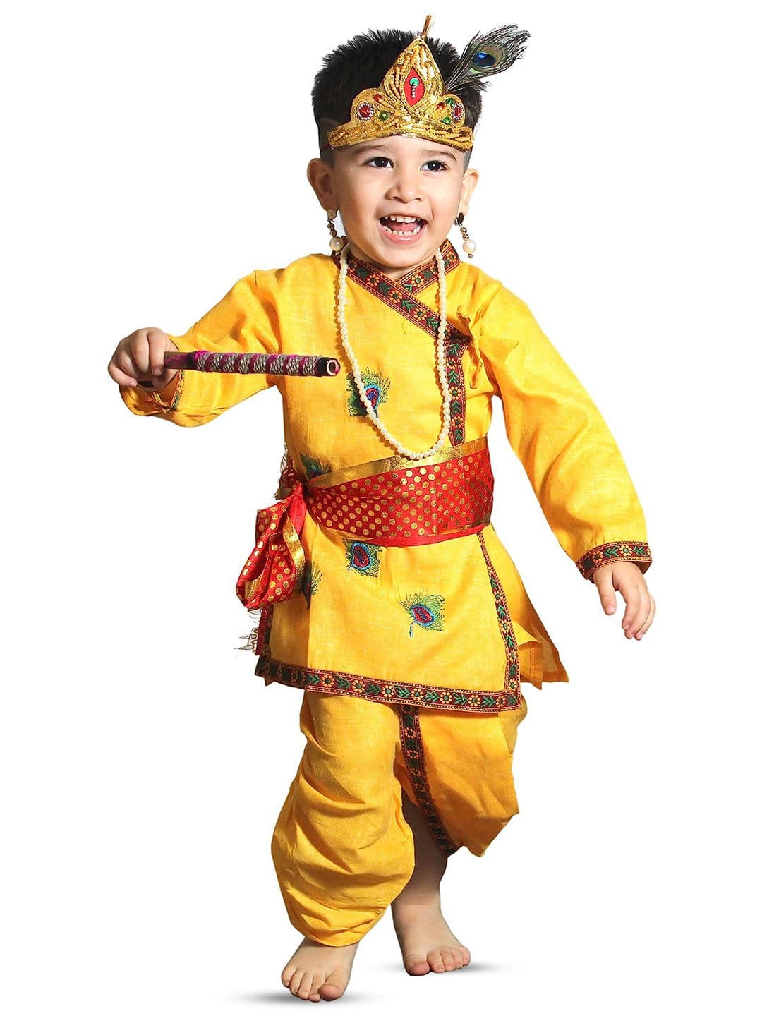 Kaku Fancy dresses Boys Krishna Pankh Costume Kurta With Dhoti Pants & Accessories - view 1