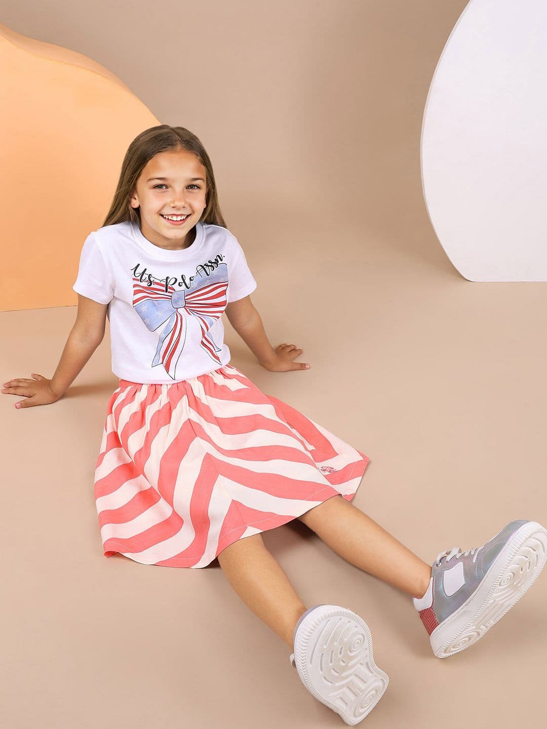 U.S. Polo Assn. Kids Girls Striped Flared Skirt - view 1