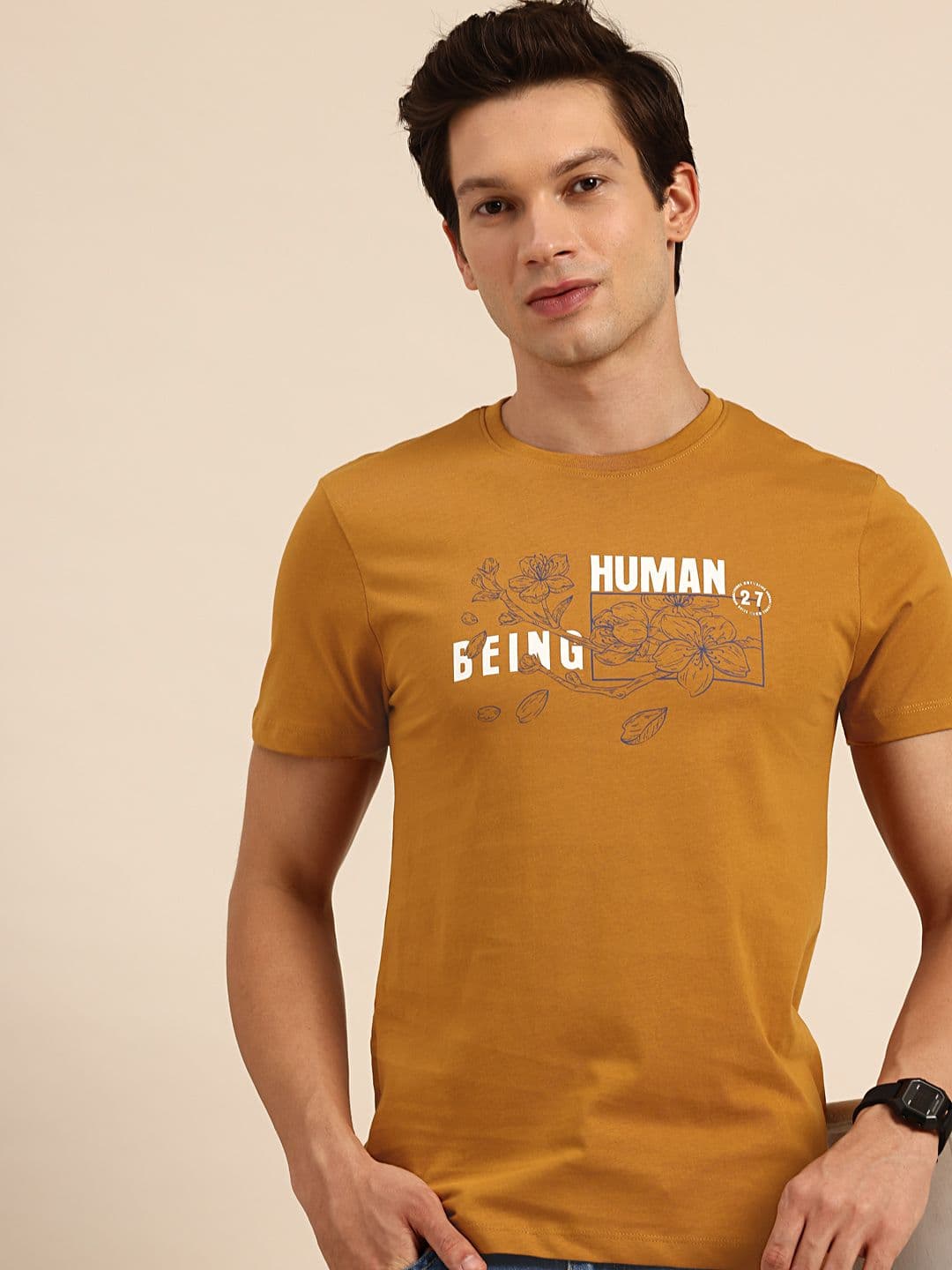 Being Human Brand Logo Printed Pure Cotton Slim Fit T-shirt - view 1