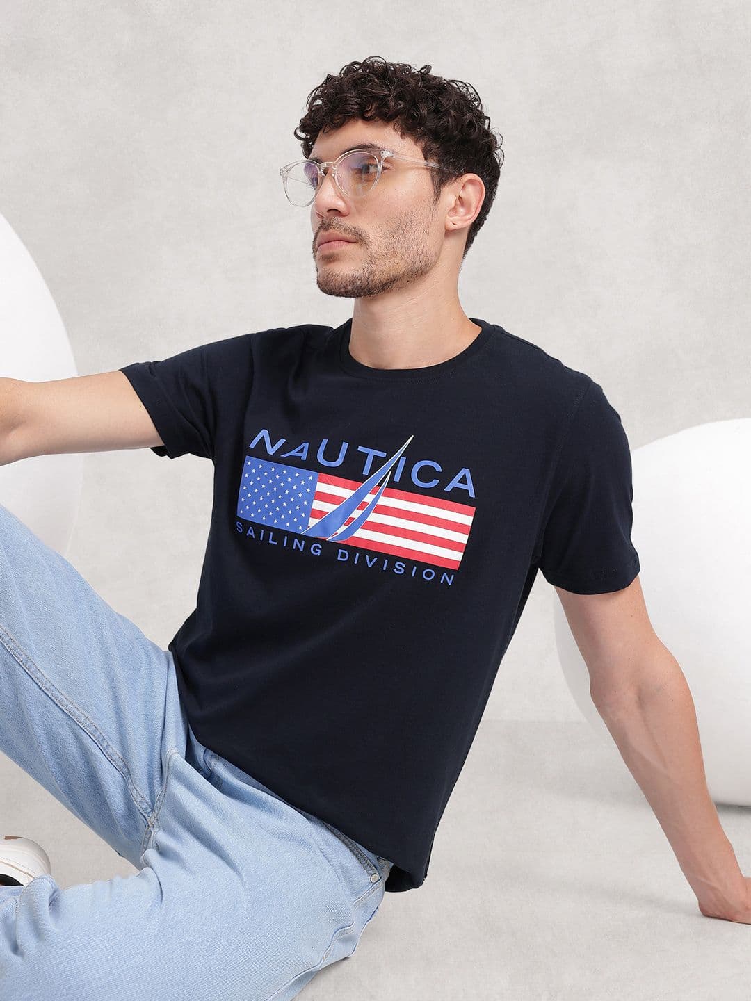 Nautica Brand Logo Printed Pure Cotton T-shirt - view 1