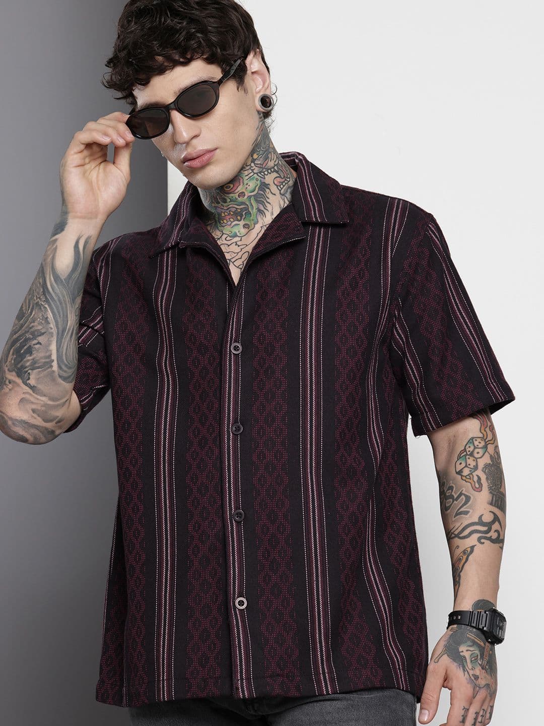 The Indian Garage Co Men Relaxed Fit Striped Resort Wear Shirt - view 1