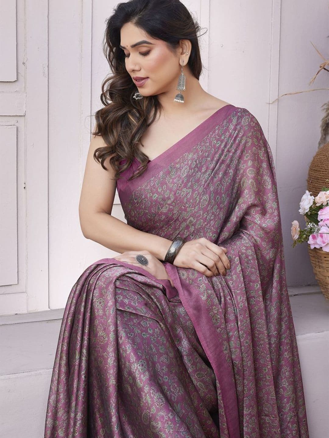 KALINI Floral Poly Chiffon Saree - view 1