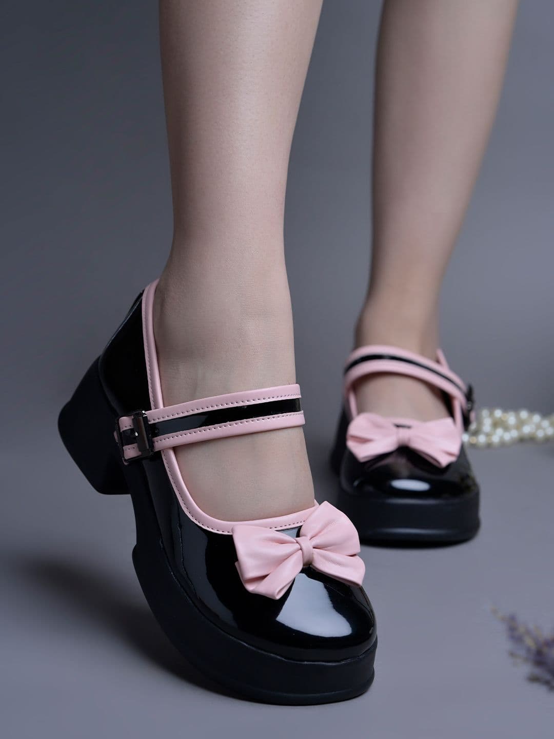 JM Looks Stylish Comfortable Block Heel Bow with Adjustable Straps for Womens & Girls - view 1