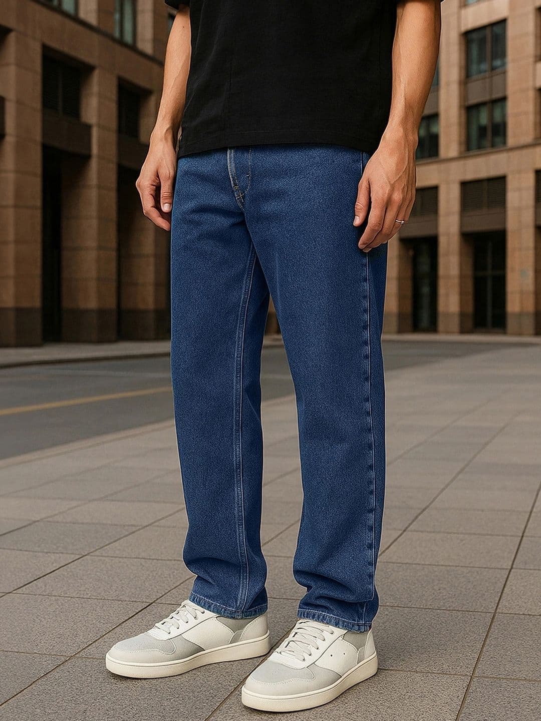 Bewakoof Men Blue Washed Slim Straight Fit Stretchable Mid-Rise Jeans - view 1