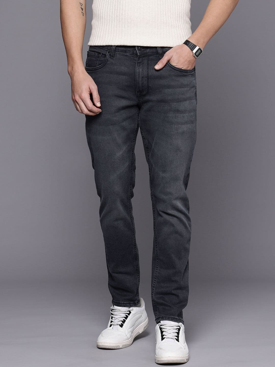 Louis Philippe Jeans Louis Philippe Men Smart Fit Stretchable Mid Rise Mid stone Wash Jeans - view 1