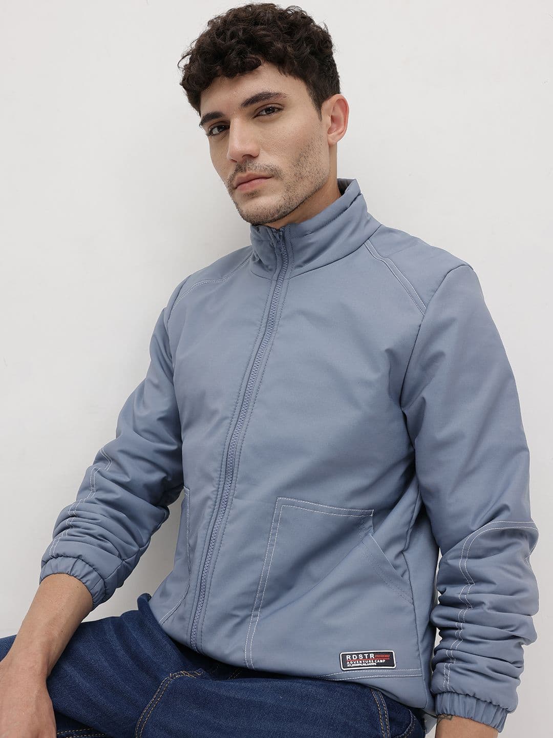 The Roadster Life Co. Mock Collar Padded Jacket with Contrast Stitch - view 1