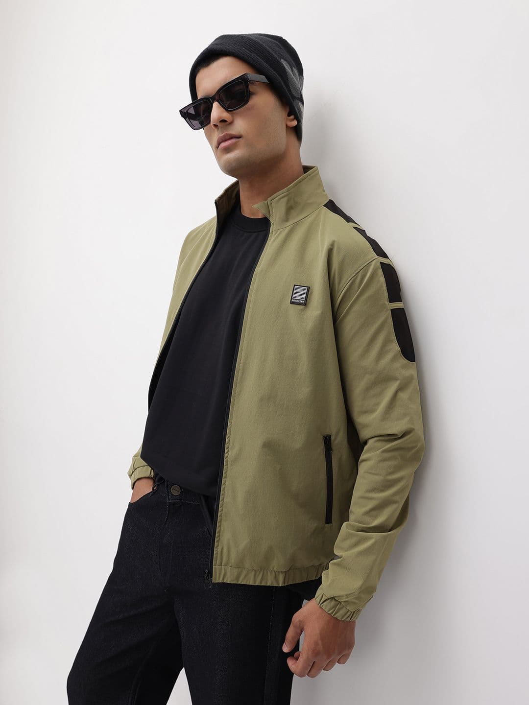 The Roadster Life Co. Colourblocked Detail Mock Collar Bomber Jacket - view 1