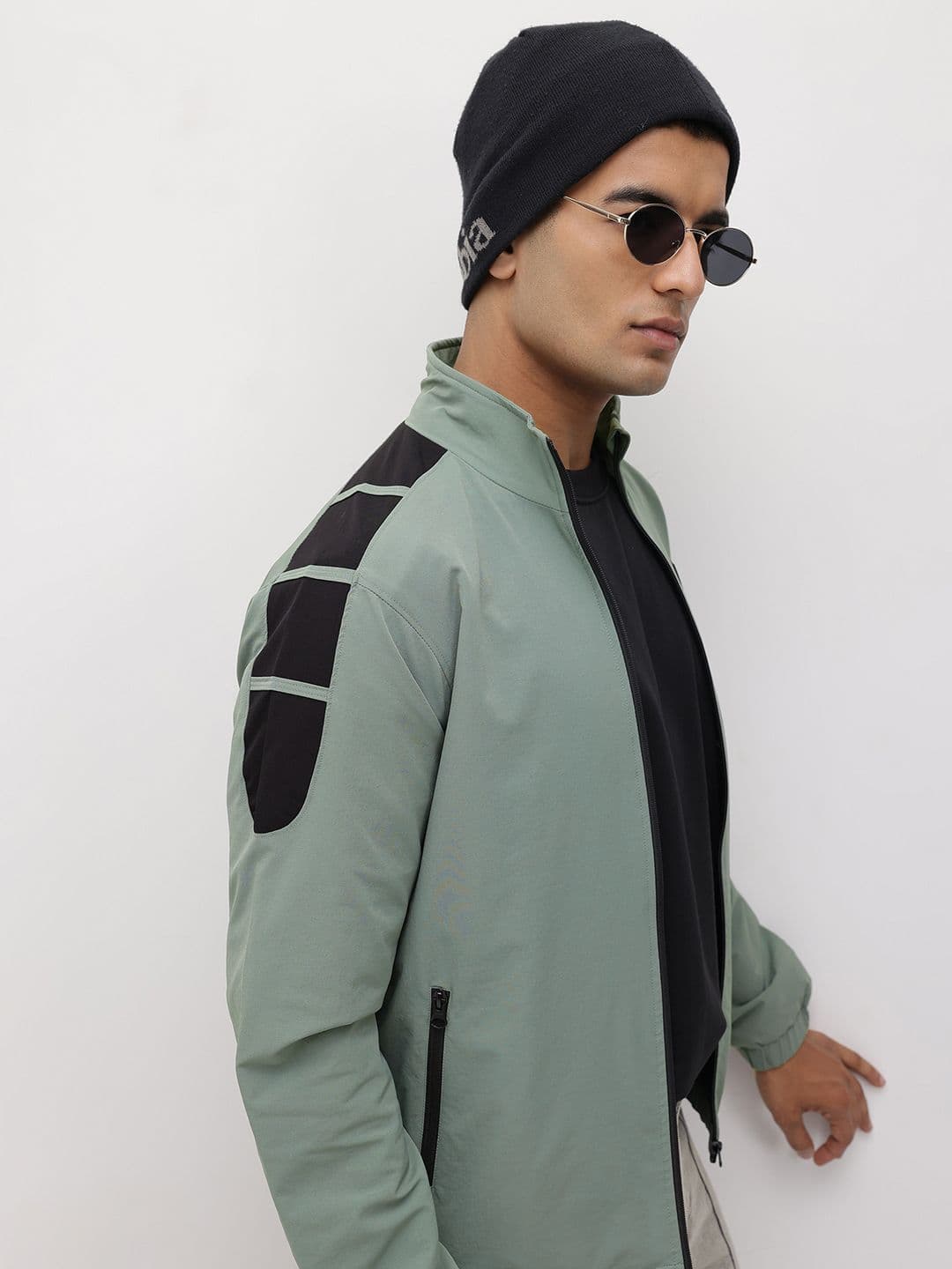 The Roadster Life Co. Colourblocked Detail Mock Collar Bomber Jacket - view 1