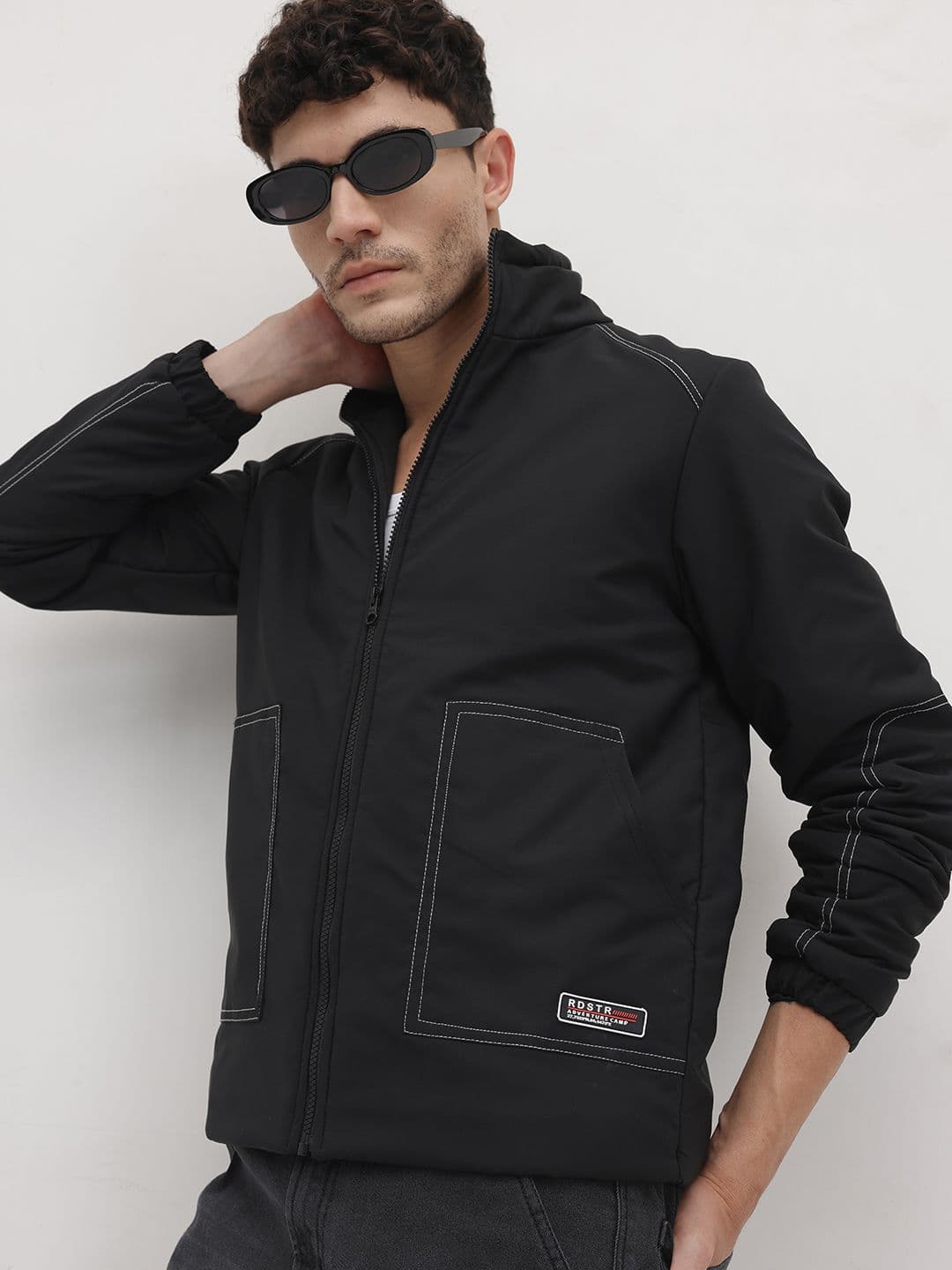 The Roadster Life Co. Mock Collar Padded Jacket with Contrast Stitch - view 1