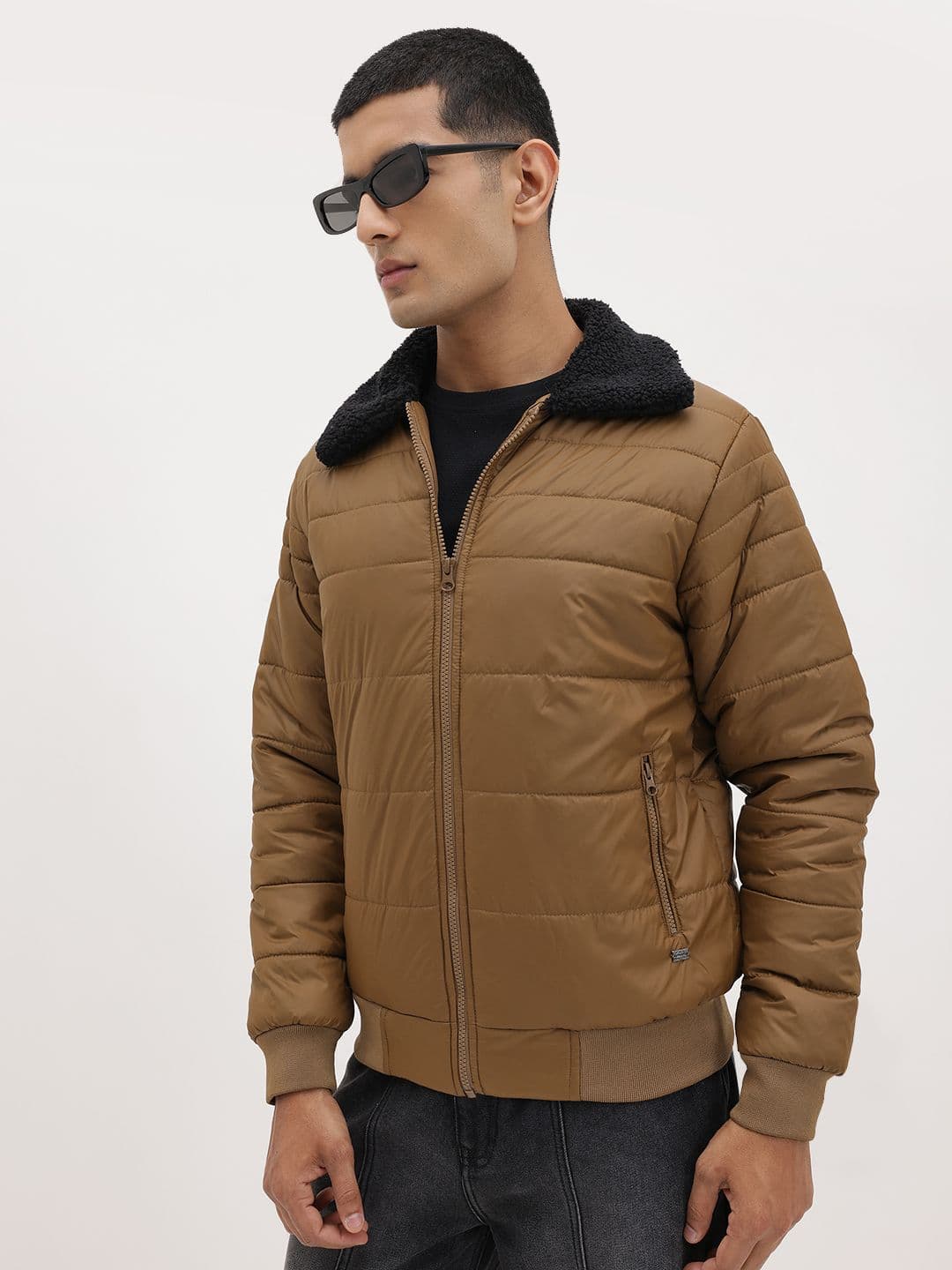 The Roadster Life Co. Faux Fur Contrast Collar Bomber Jacket - view 1