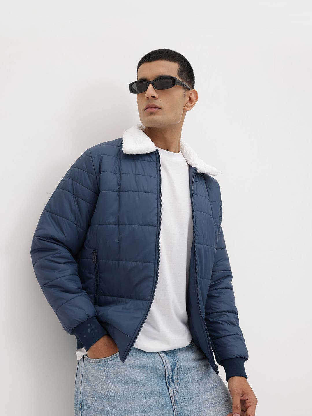 The Roadster Life Co. Faux Fur Contrast Collar Bomber Jacket - view 1