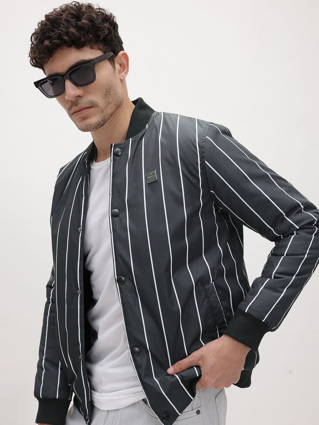 The Roadster Life Co. Striped Bomber Jacket - view 1