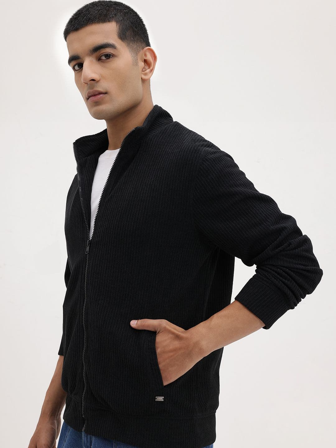 The Roadster Life Co. Mock Collar Self-Striped Tailored Jacket - view 1