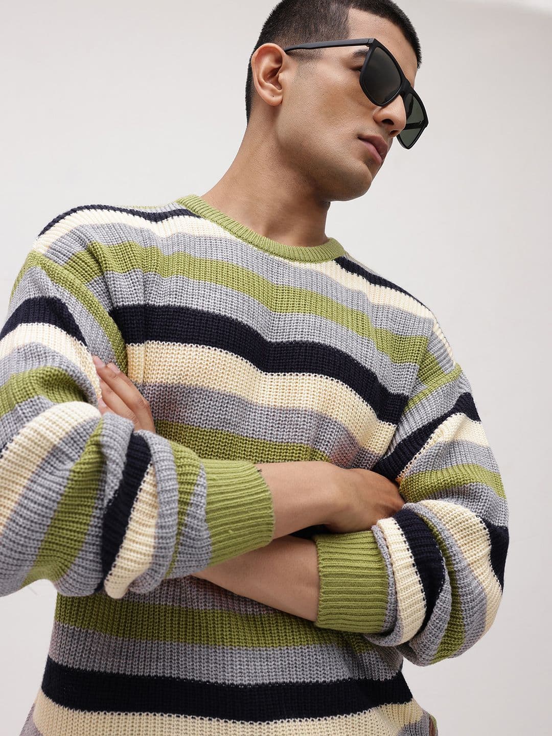 The Roadster Life Co. Striped Drop-Shoulder Sleeves Pullover - view 1