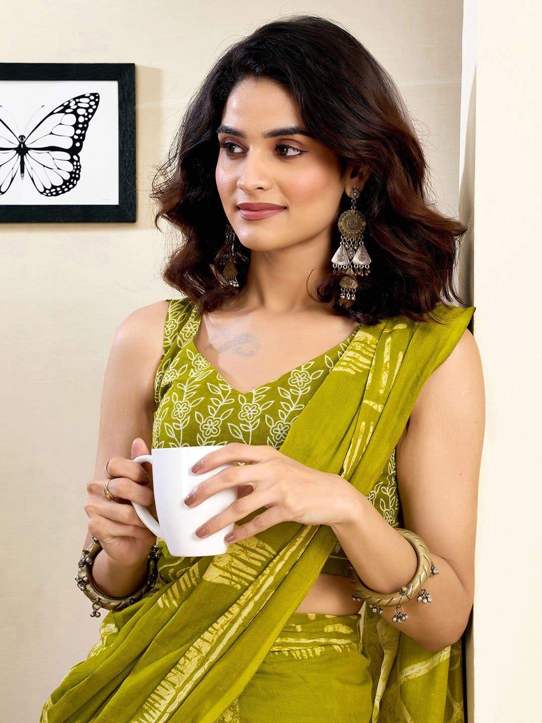 Mitera Printed Pure Cotton Ready to Wear Saree - view 1