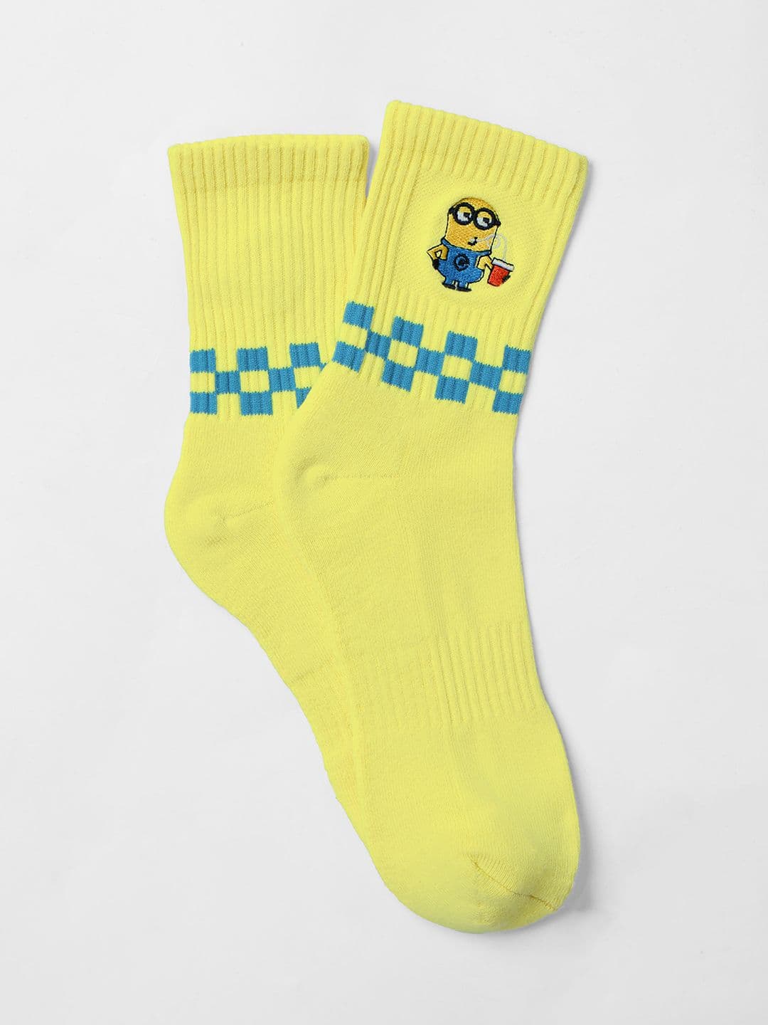 The Souled Store Unisex Official Minions yellow Embroidered Cotton Crew Socks - view 1